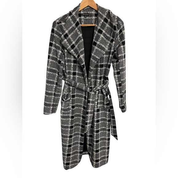 Shinestar Chic Black and White Plaid Coat with shoulderpads size small - Picture 1 of 7